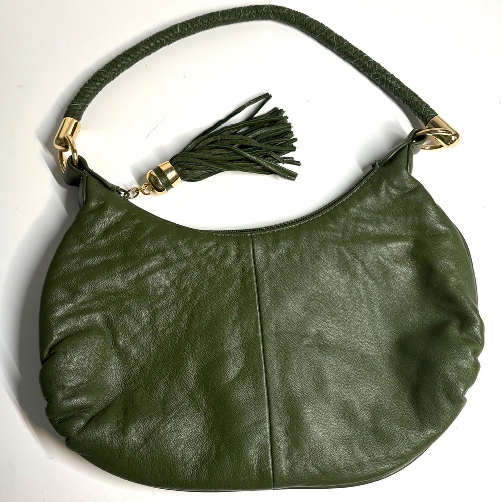 Great American Leather‎ Works Women's Dark Green Hand Bag with Tassel